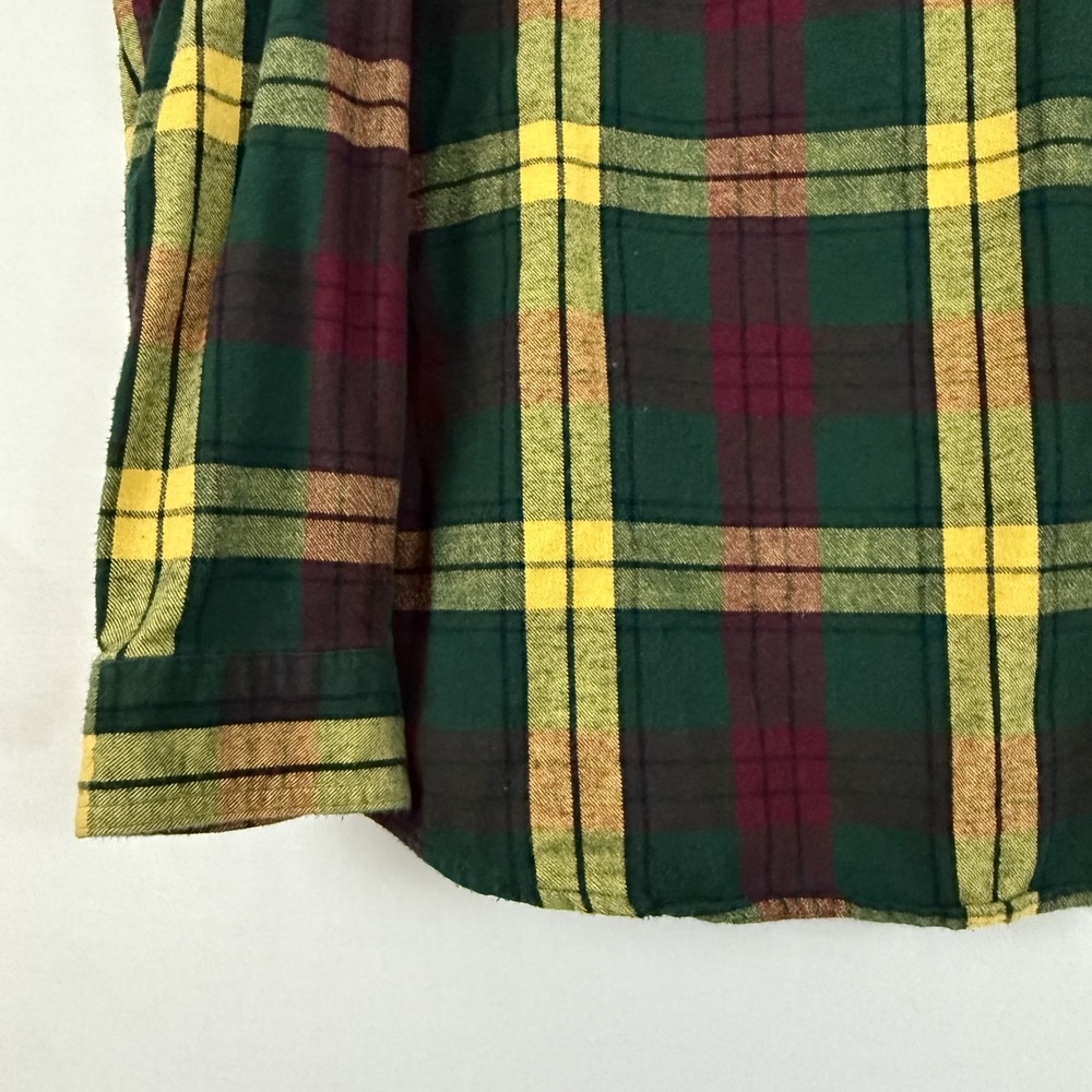 L.L. Bean Flannel Shirt Mens Extra Large Green Plaid Traditional Fit Long Sleeve - Picture 10 of 10
